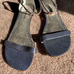 Ankle Strap flat Sandal rock stud rose gold